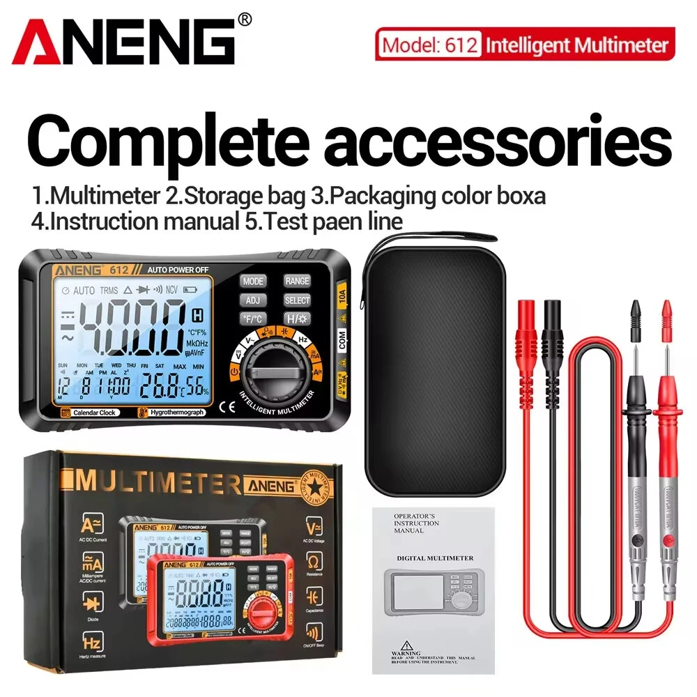 ANENG 612 Digital Multimeter High Precision AC/DC Voltage Current Resistance Capacitance Large LCD Backlight Automatic Power-Saving Portable Design — view 9