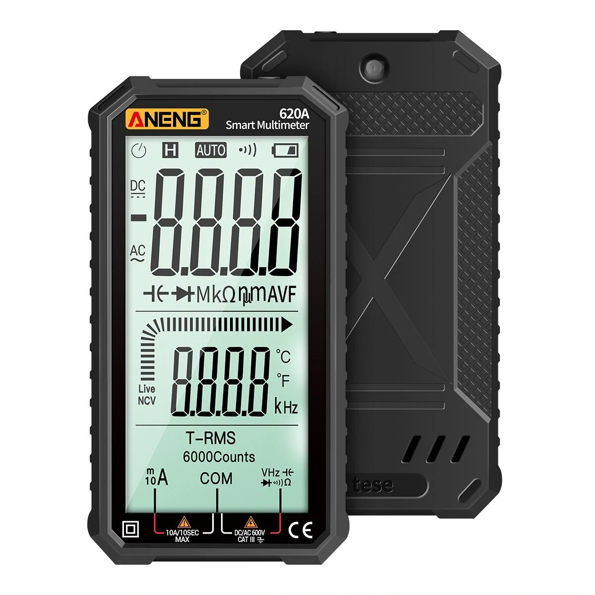 ANENG 620A 4.7-inch Large LCD Screen Automatic + Manual Intelligent True RMS Digital Multimeter Resistance Diode Capacitance Temperature Frequency Test — ANENG