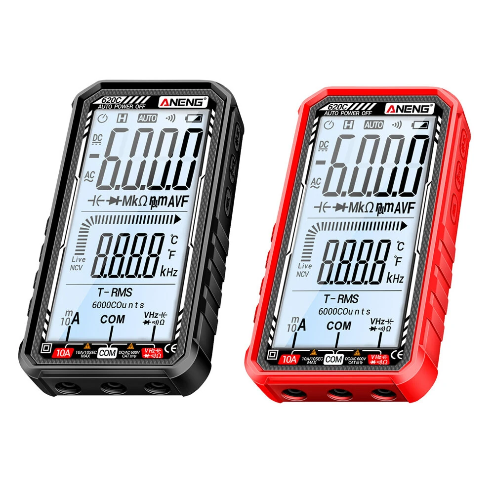 ANENG 620C Digital Multimeter 6000 Counts AC/DC Voltage Current Tester with Backlit Screen Auto Power Off and Flashlight — ANENG