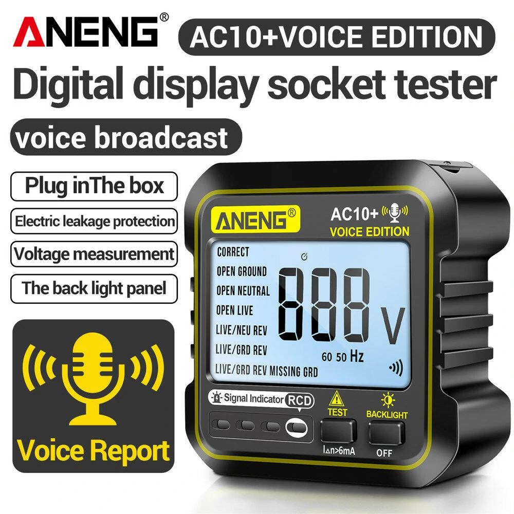 ANENG AC10+ Digital Display Socket with LCD Screen Voice Broadcast Leakage Protection Phase Meter Plug For Reliable Performance- Ideal for Standard Power Outlets — view 4