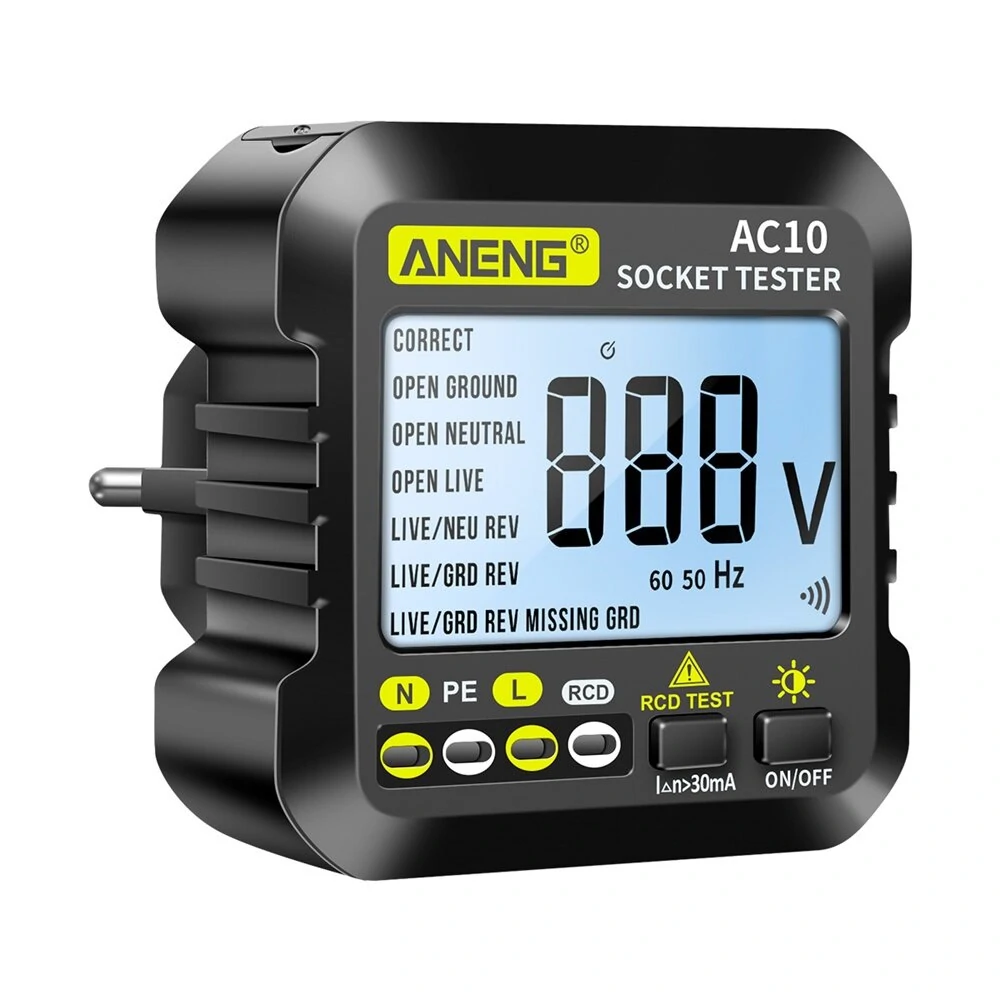 ANENG AC10 Socket Tester Plug Tester Zero Line Plug Polarity  Phase Tester Multimeter Digital Tester — view 4