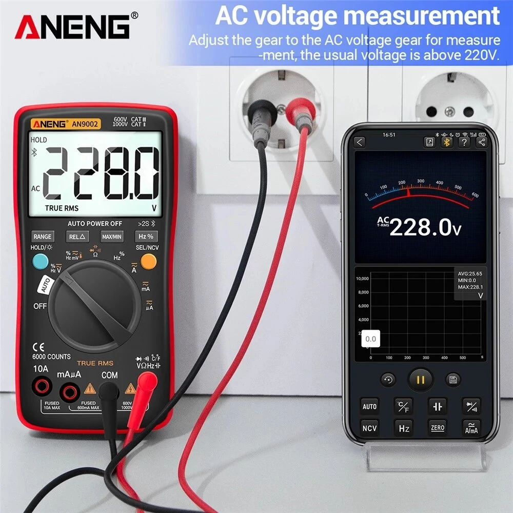 ANENG AN9002 Bluetooth Digital Multimeter 6000 Counts Professional MultimetroTrue RMS AC/DC Current Voltage Tester Auto-Range — view 3