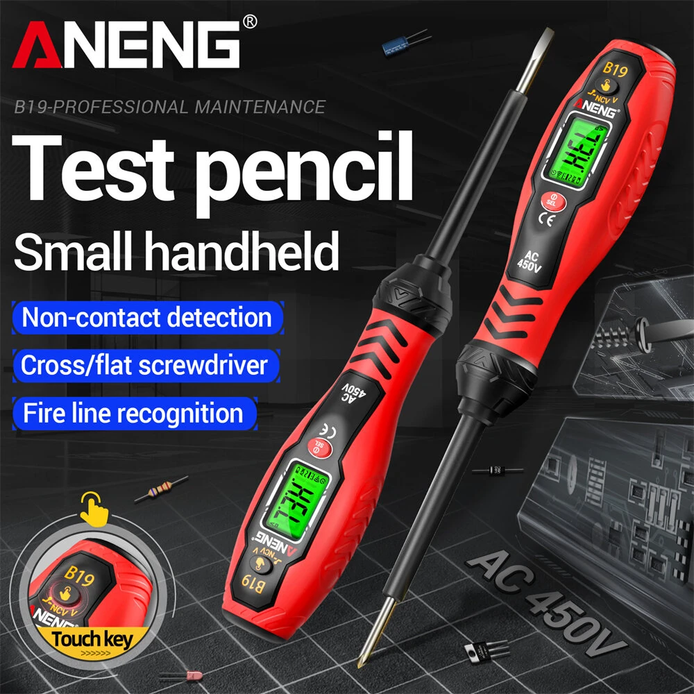 ANENG B19 Voltage Tester Pen Non Contact AC Voltage Detection 30-1000V Digital Display Multi Functional Insulated Handle Screwdriver Electrical Diagnostic Tool — view 3