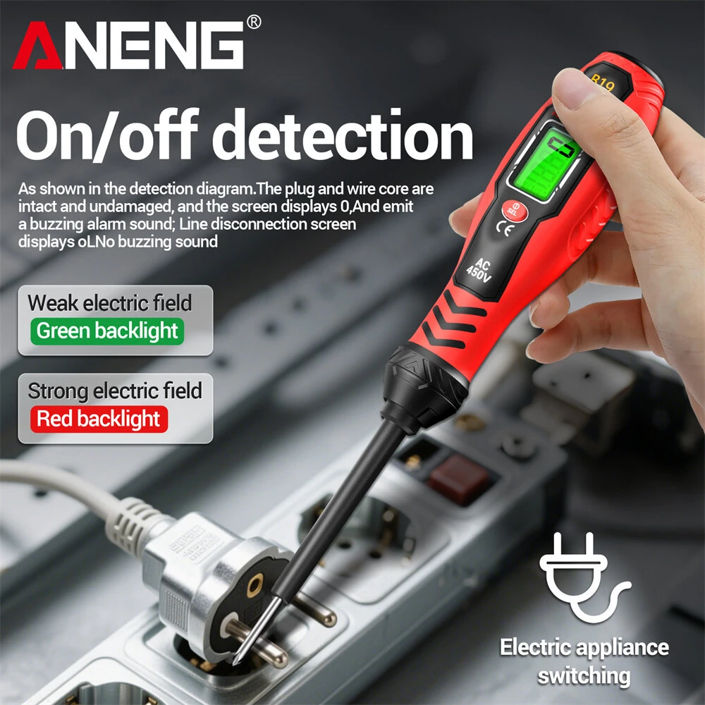 ANENG B19 Voltage Tester Pen Non Contact AC Voltage Detection 30-1000V Digital Display Multi Functional Insulated Handle Screwdriver Electrical Diagnostic Tool — view 6