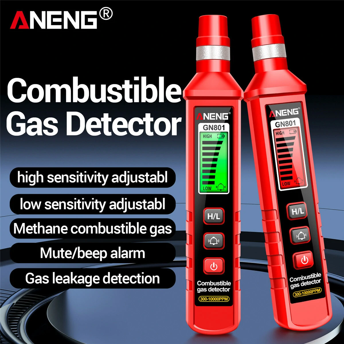 ANENG GN801 Gas Detector 300-10,000 ppm Range Quick Response Dual Sensitivity Best Safety Alert System — view 5