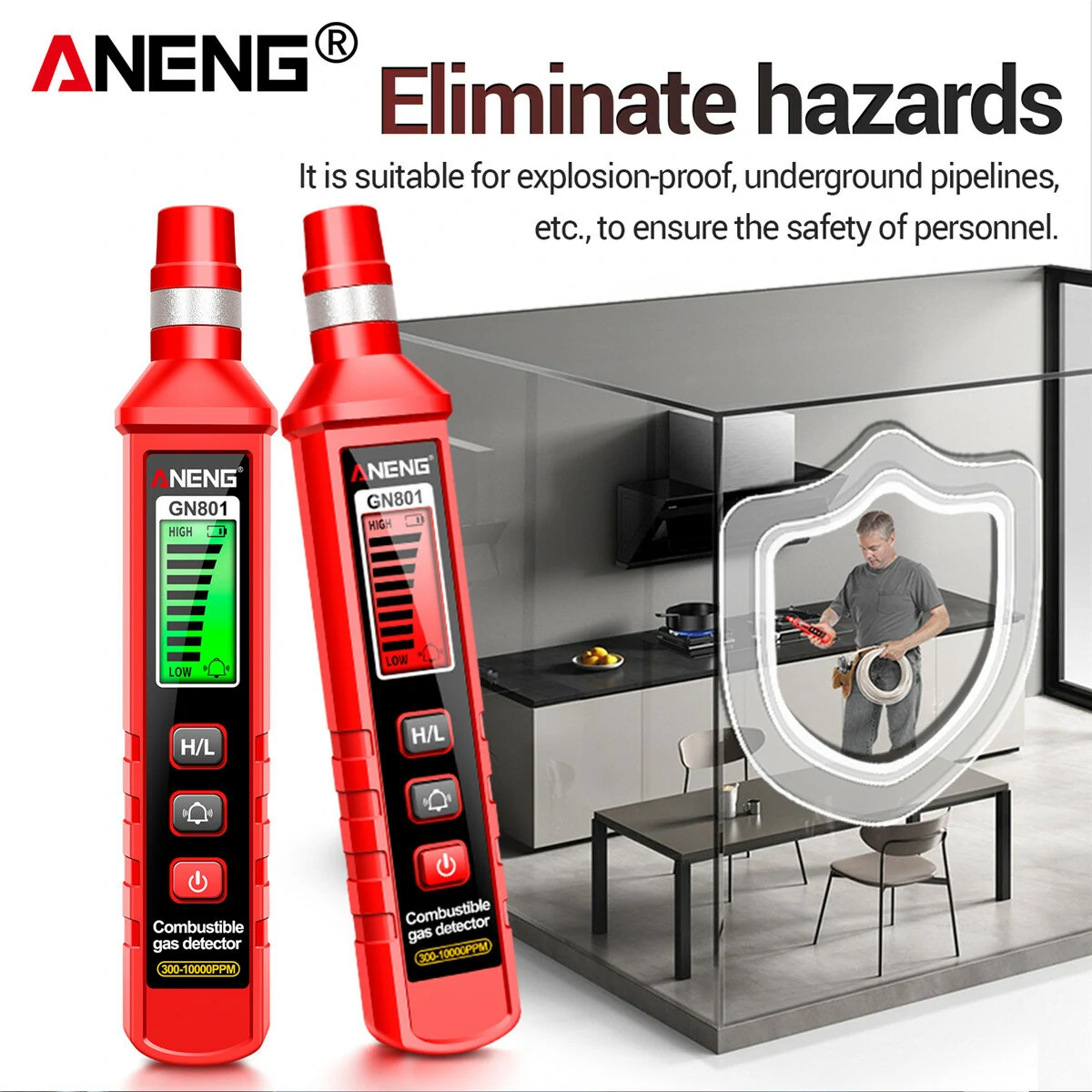 ANENG GN801 Gas Detector 300-10,000 ppm Range Quick Response Dual Sensitivity Best Safety Alert System — view 6