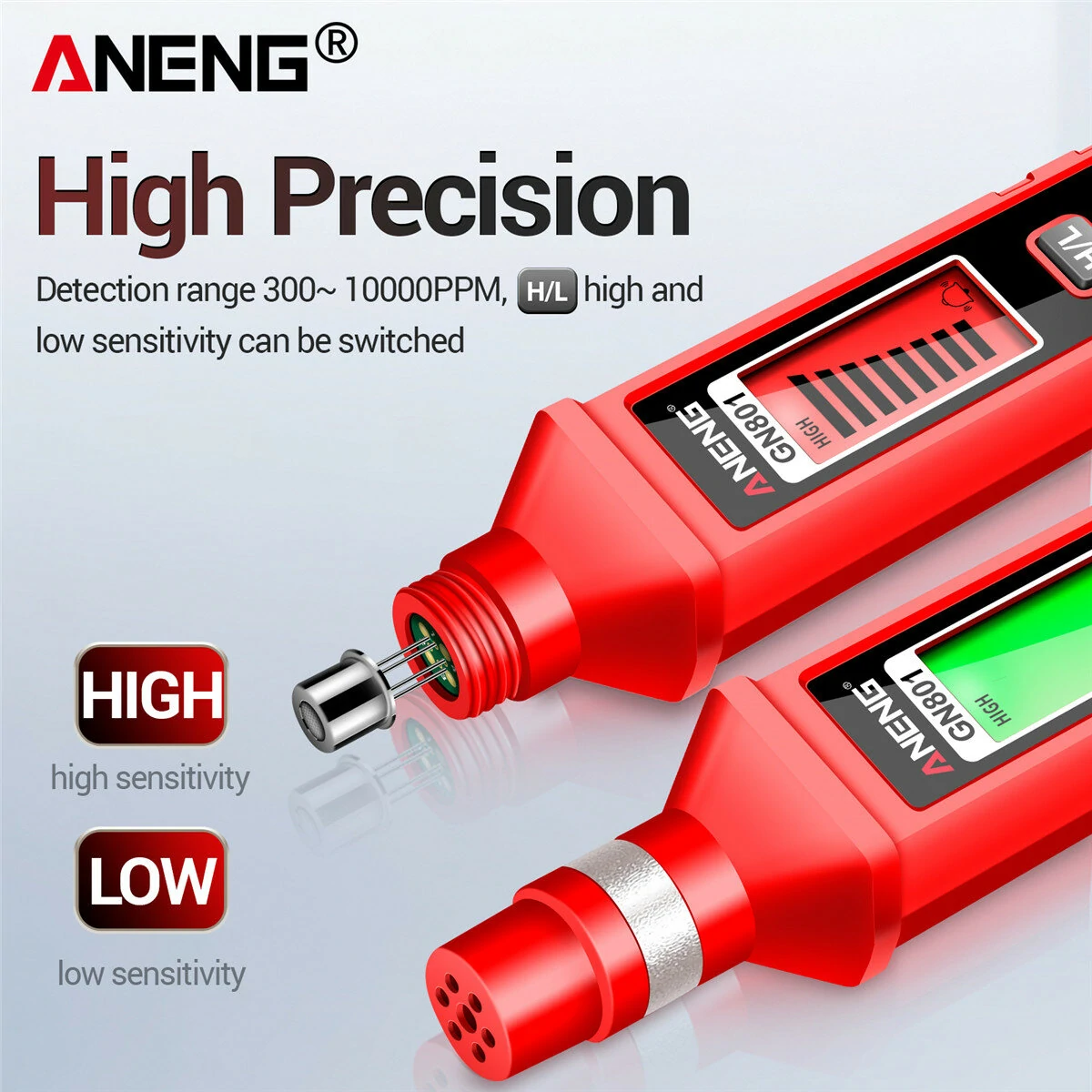 ANENG GN801 Gas Detector 300-10,000 ppm Range Quick Response Dual Sensitivity Best Safety Alert System — view 9