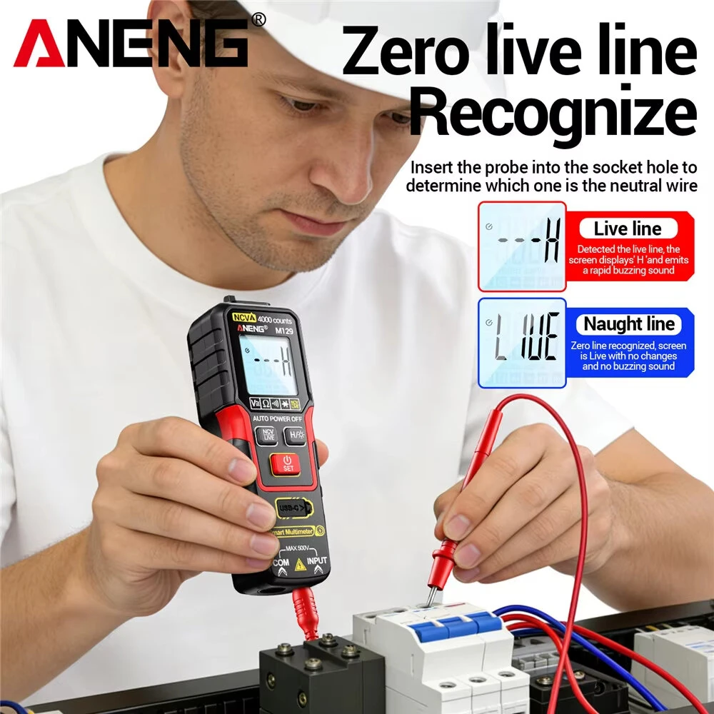 ANENG M129 Digital Multimeter 4000 Counts Auto-Ranging Rechargeable AC/DC Voltage Tester Tool with NCV Flashlight — view 5