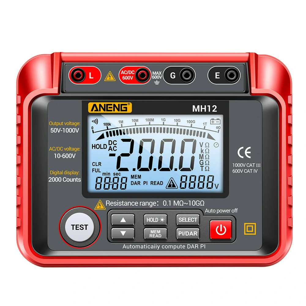 ANENG MH12 Insulation Earth Resistance Tester Digital Meter AC DC Ammeter Transistor Tester LCD Megohmmeter Meter Voltmeter Detect — image 1