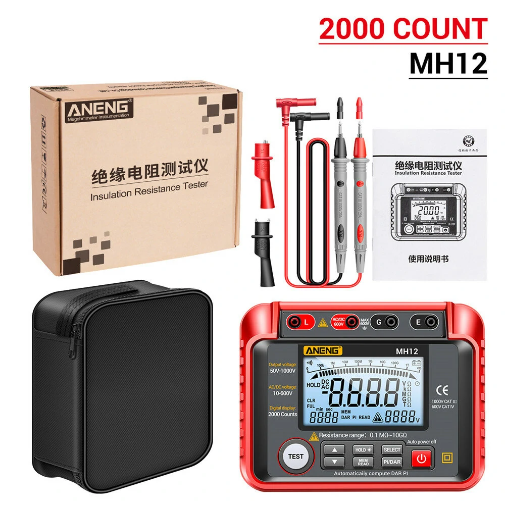 ANENG MH12 Insulation Earth Resistance Tester Digital Meter AC DC Ammeter Transistor Tester LCD Megohmmeter Meter Voltmeter Detect — view 4
