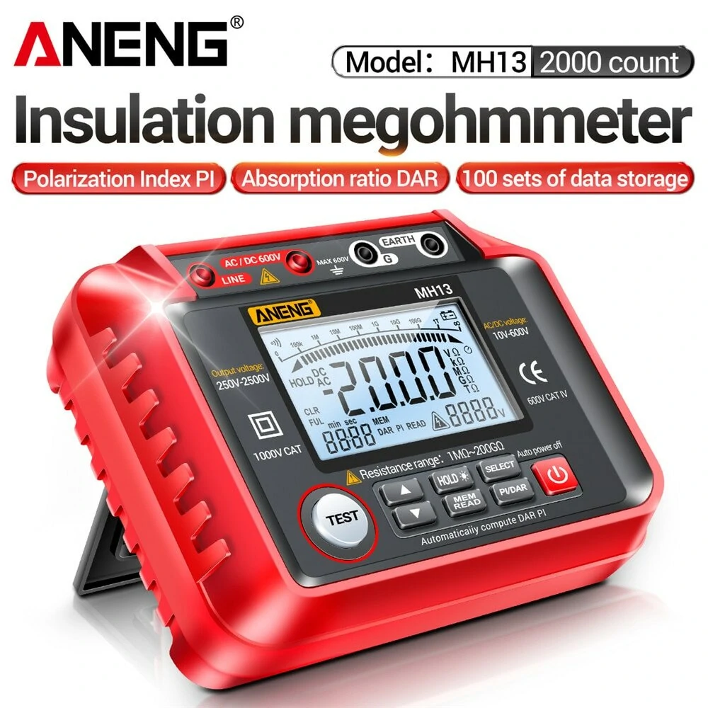 ANENG MH13 Megohmmeter Ohm Tester Digital Multimeter Megometro Insulation Earth High Voltage Resistance Meter Tester Tool — ANENG