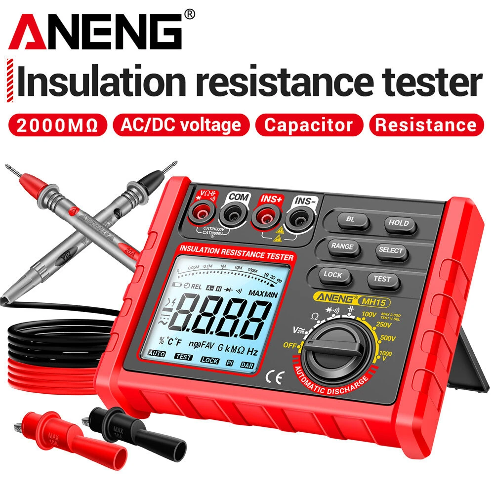 ANENG MH15 Insulation Resistance Tester Digital Megohmmeter AC/DC Voltage 0-750V/1000V Capacitance 0-60mF High Accuracy Multimeter 6000 Counts — view 2