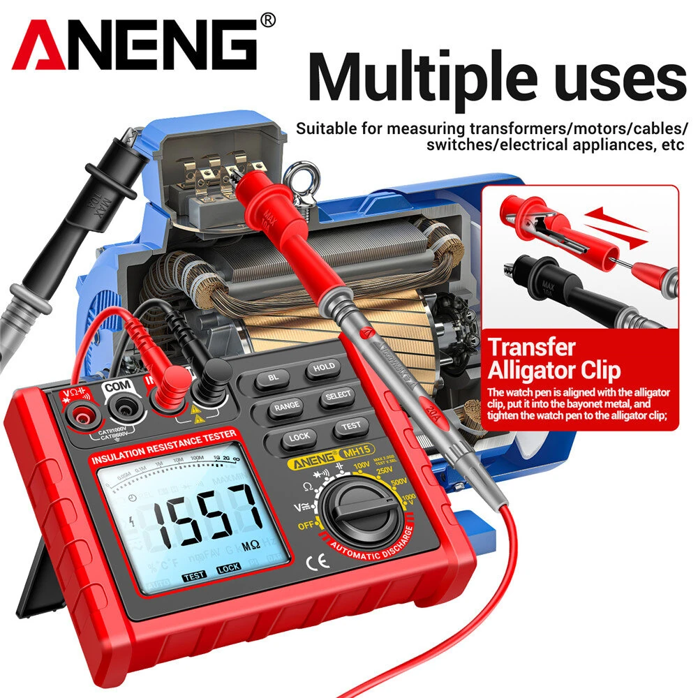 ANENG MH15 Insulation Resistance Tester Digital Megohmmeter AC/DC Voltage 0-750V/1000V Capacitance 0-60mF High Accuracy Multimeter 6000 Counts — view 3