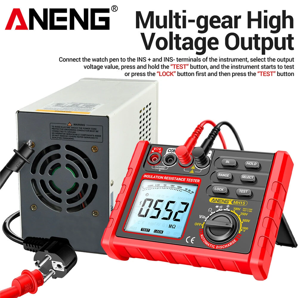 ANENG MH15 Insulation Resistance Tester Digital Megohmmeter AC/DC Voltage 0-750V/1000V Capacitance 0-60mF High Accuracy Multimeter 6000 Counts — view 4
