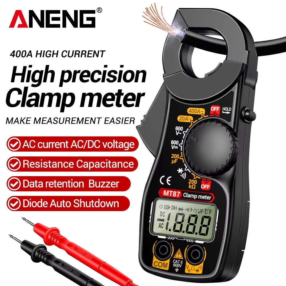 ANENG MT87 Digital Clamp Multimeter 400A AC Current Ammeter AC/DC Voltmeter Resistance Capacitance Tester — view 2