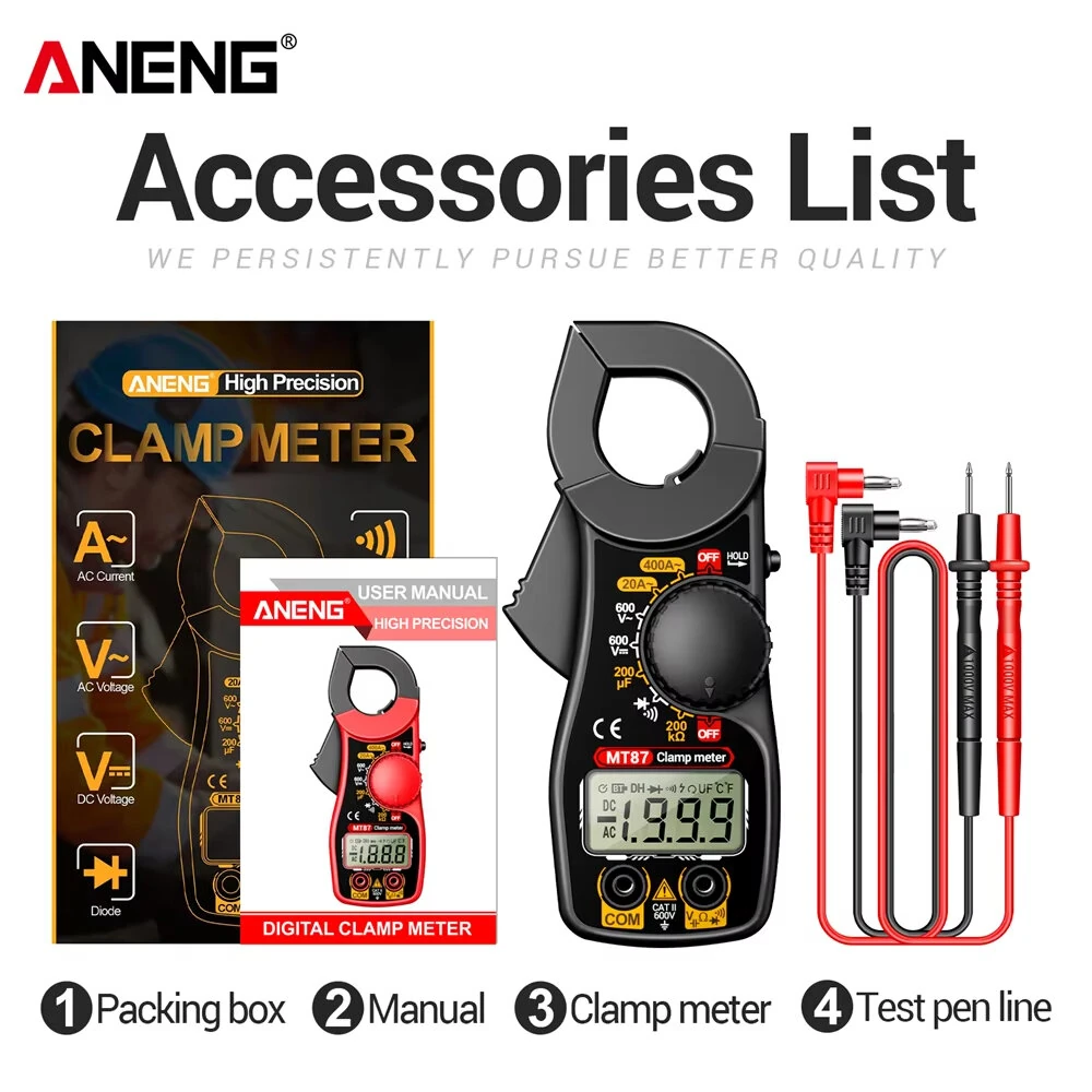 ANENG MT87 Digital Clamp Multimeter 400A AC Current Ammeter AC/DC Voltmeter Resistance Capacitance Tester — view 8