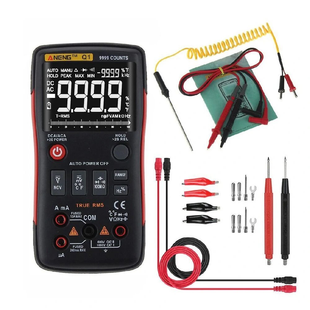ANENG Q1 9999 Counts True RMS Digital Multimeter AC DC Voltage Current Resistance Capacitance Temperature Tester Auto/Manual Raging with Analog Bar Graph — view 2