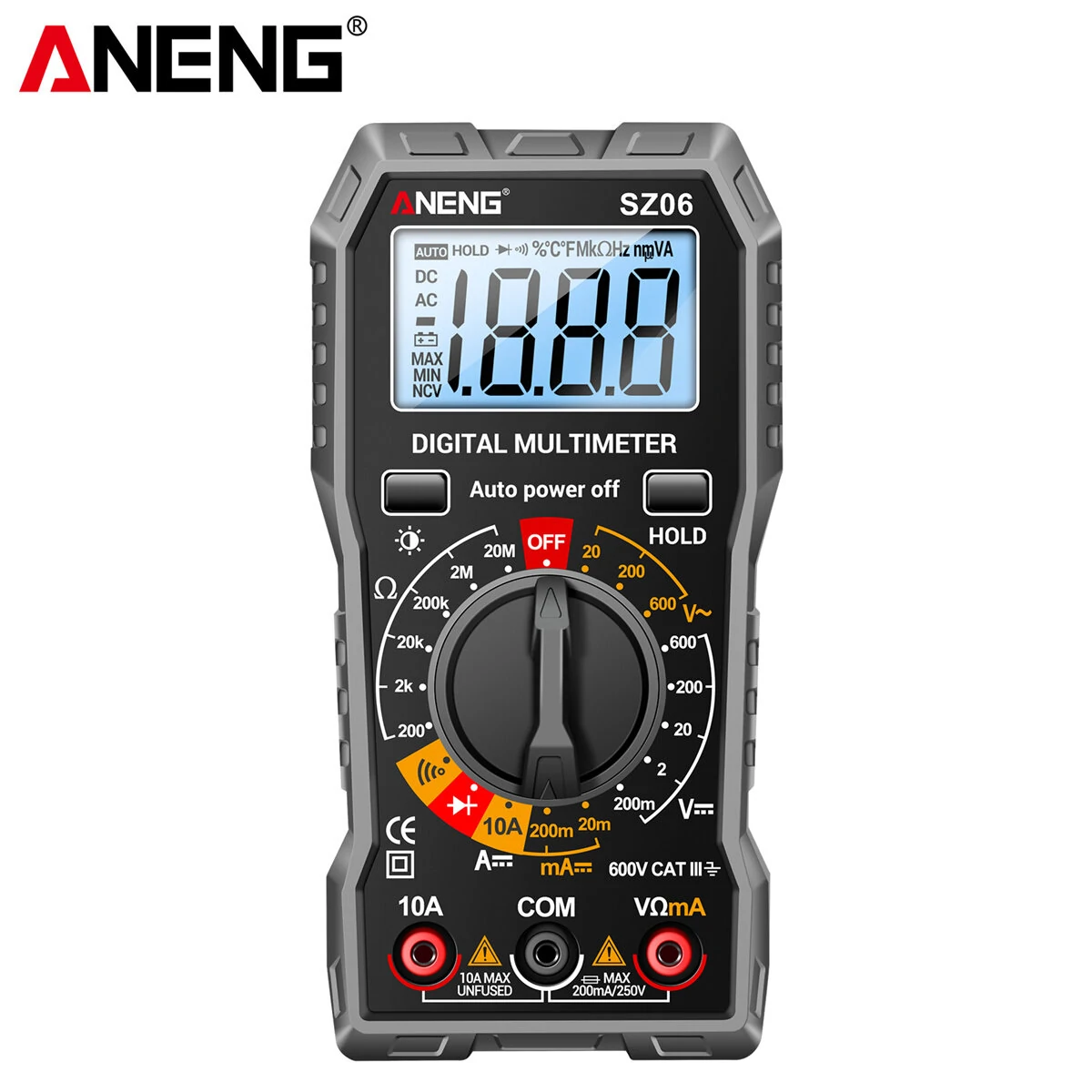 ANENG SZ06 Digital Multimeter High Accuracy DC AC Voltage Current Resistance Tester Auto Shutdown 2000 Max Count Backlit Screen — ANENG