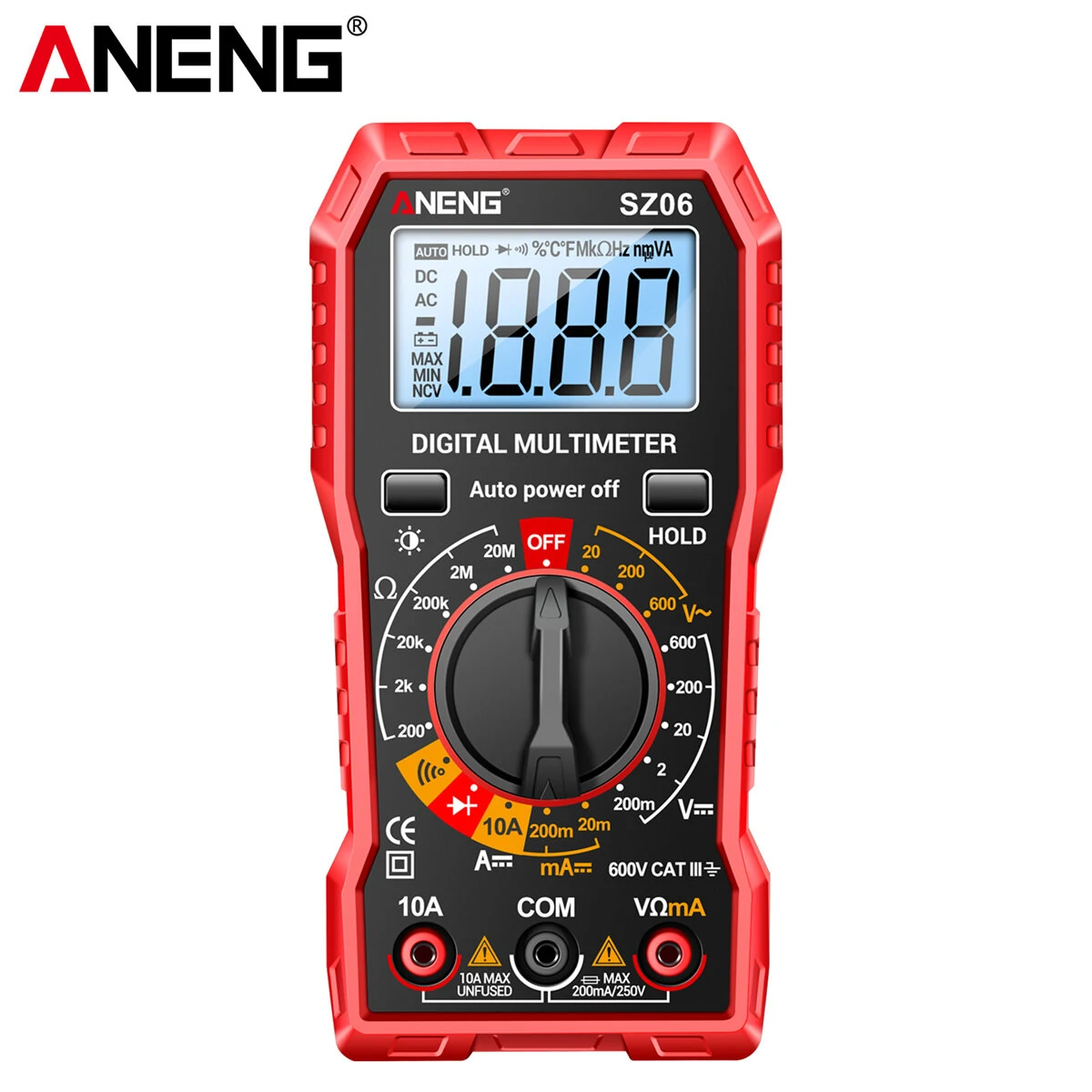 ANENG SZ06 Digital Multimeter High Accuracy DC AC Voltage Current Resistance Tester Auto Shutdown 2000 Max Count Backlit Screen — view 2