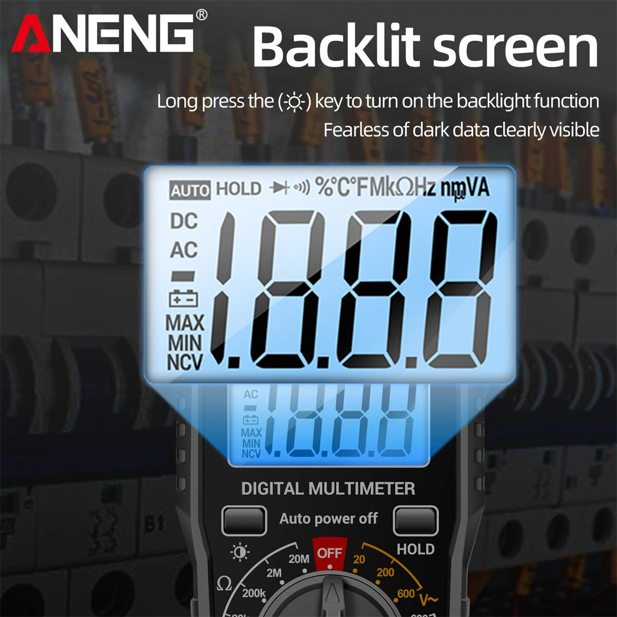 ANENG SZ06 Digital Multimeter High Accuracy DC AC Voltage Current Resistance Tester Auto Shutdown 2000 Max Count Backlit Screen — view 5