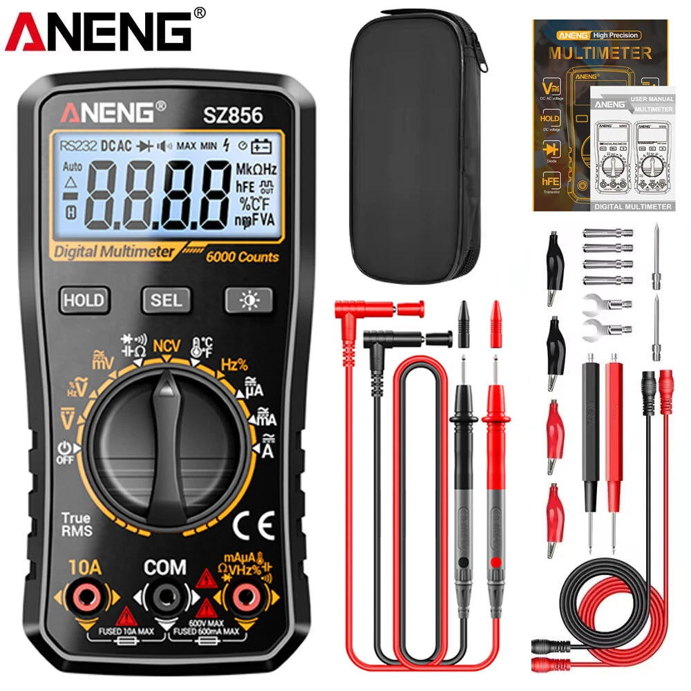 ANENG SZ855 SZ856 Digital Multimeter High-Precision True RMS AC/DC Voltage Current Temperature NCV Non-Contact Voltmeter Ammeter DIY Tester Tool — view 10