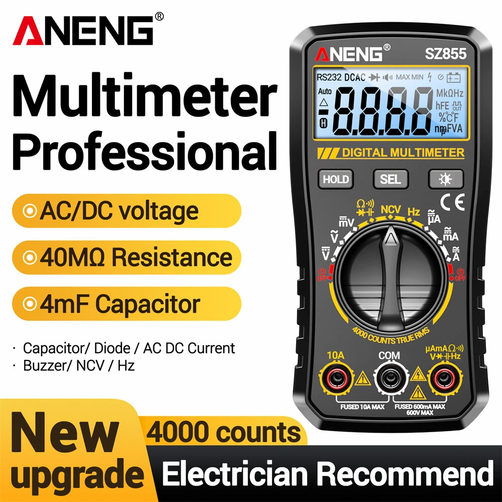 ANENG SZ855 SZ856 Digital Multimeter High-Precision True RMS AC/DC Voltage Current Temperature NCV Non-Contact Voltmeter Ammeter DIY Tester Tool — view 2