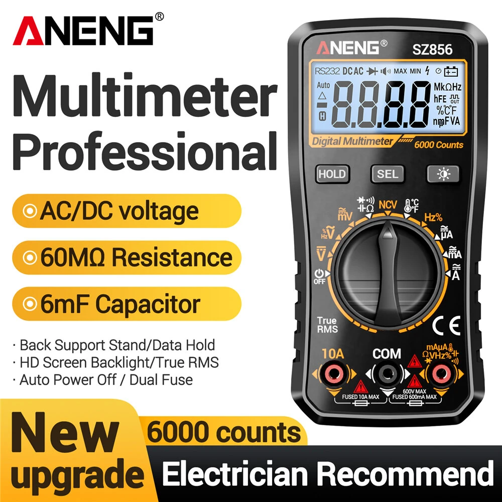 ANENG SZ855 SZ856 Digital Multimeter High-Precision True RMS AC/DC Voltage Current Temperature NCV Non-Contact Voltmeter Ammeter DIY Tester Tool — view 4