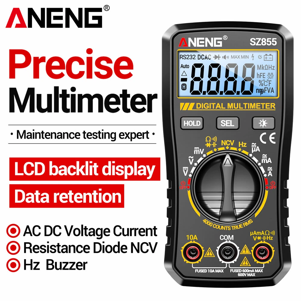 ANENG SZ855 SZ856 Digital Multimeter High-Precision True RMS AC/DC Voltage Current Temperature NCV Non-Contact Voltmeter Ammeter DIY Tester Tool — view 5