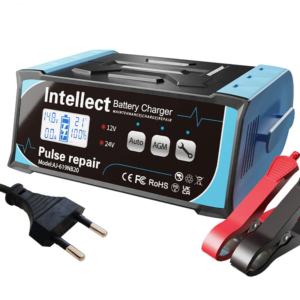 ANJING 200W 12V 11A 24V 7A Intelligent Pulse Repair Battery Charger Lead-Acid Battery High Power Charger for Lead Acid/Water/Dry/Lead-Acid Battery/Start-Stop Battery 619NB20 — view 5