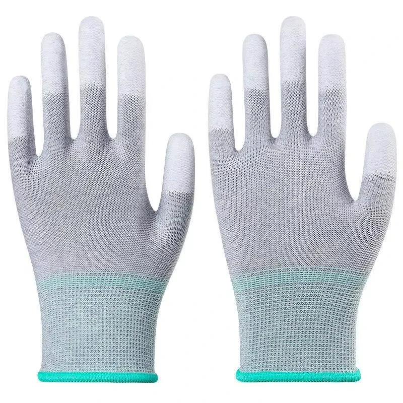 Anti Static Labor Gloves PU Coated Palm Nylon Fiber Breathable Non Slip Gloves High Elasticity Work Gloves for Assembly Inspection