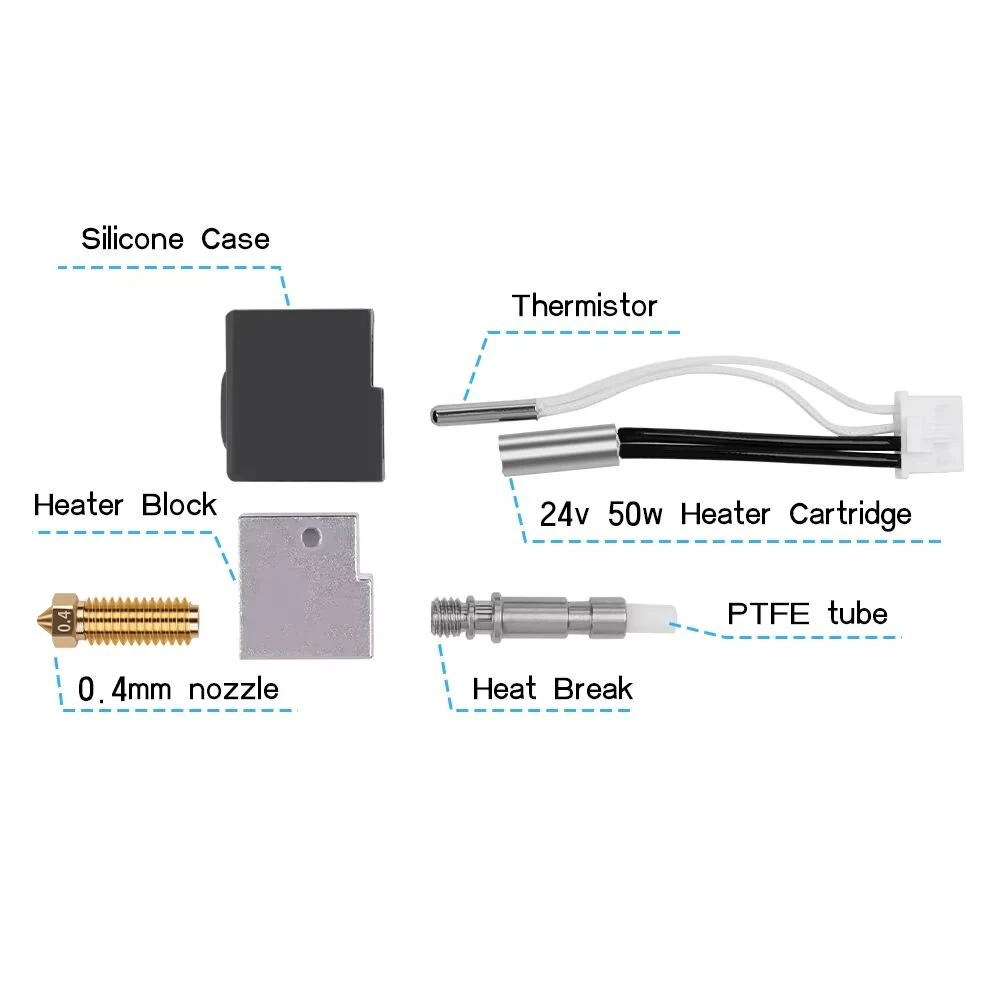 Anycubic Kobra S1 Hotend Extruder Kit 320°C High Temperature 24V 50W Heater 0.4mm Nozzle Ceramic Throat Tube for PLA TPU PETG ABS ASA 3D Printer Parts — view 4