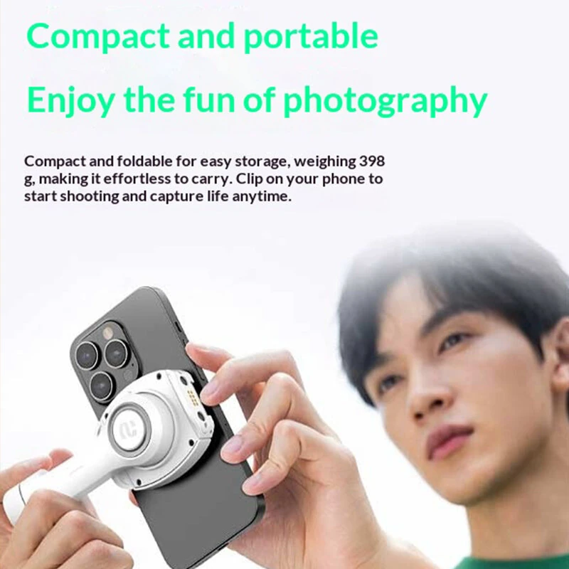Aochuan Smart P2 3-Axis Phone Gimbal Stabilizer Magnetic Phone Holder with AI Tracking and Fill Light 20cm Extension Rod OLED Display Foldable Vlog Selfie Stick Tripod — view 4