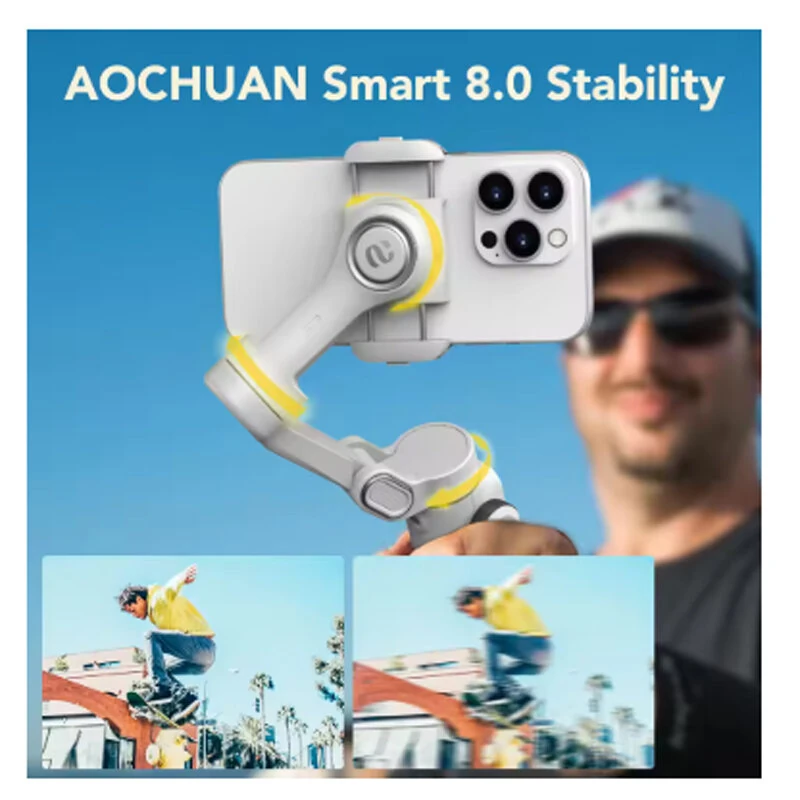 AOCHUAN Smart X2 3-Axis Smartphone Gimbal Built-in Extension Rod OLED Display Anti-shake Technology for iOS and Android — view 4
