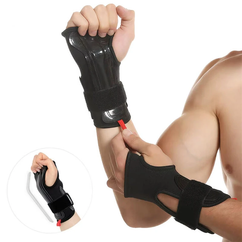 AOLIKES 1 Pair Adjustable Sport Wrist Guards Roller Skating Snowboard Ski Wrist Guards Steel Plate Hand Support Brace Gloves Protective Gear Sports Safety Protector — view 2