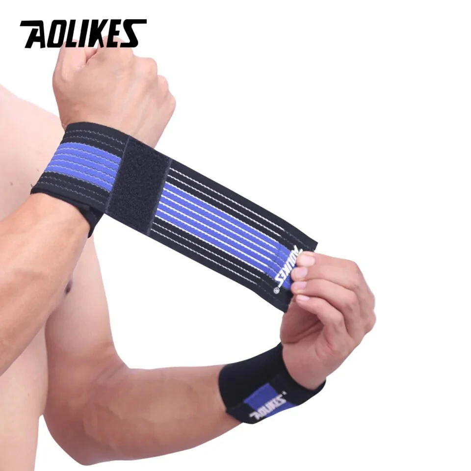 AOLIKES 1PCS Cotton Elastic Bandage Wrist Band Anti-slip Breathable Hand Protection for Weightlifting Ball Games Sports — view 6