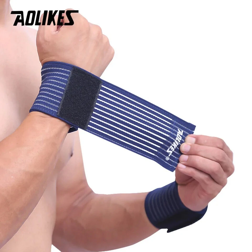 AOLIKES 1PCS Cotton Elastic Bandage Wrist Band Anti-slip Breathable Hand Protection for Weightlifting Ball Games Sports — view 7