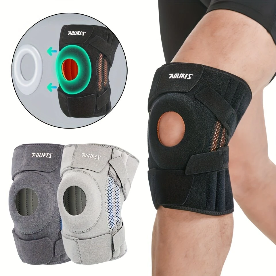 AOLIKES 1PCS Elastic Anti-slip Knee Brace Support Adjustable Pressure Silicone Kneepad Pad for Sports Running Cycling Hiking Walking