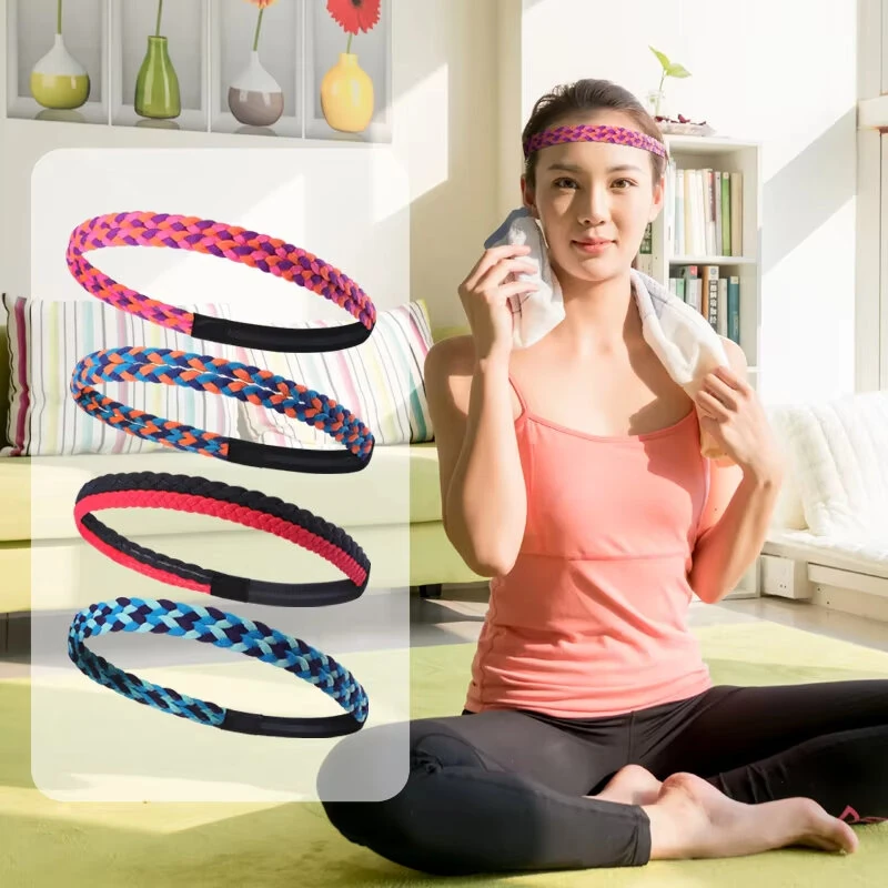AOLIKES Weave Elastic Yoga Sweatband For Women Men Running Hair Bands Fitness Sweat Bands Sport Silicone antiskid Headband — view 2