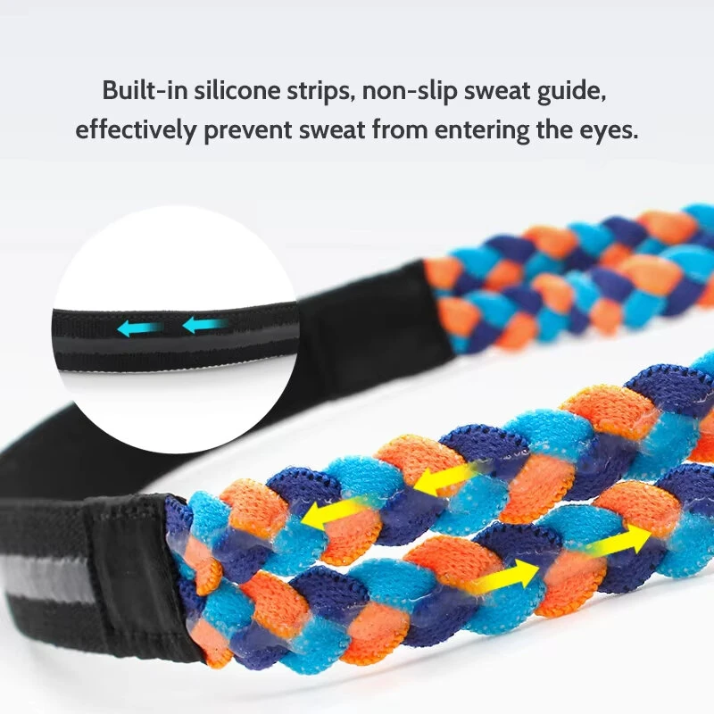 AOLIKES Weave Elastic Yoga Sweatband For Women Men Running Hair Bands Fitness Sweat Bands Sport Silicone antiskid Headband — view 3