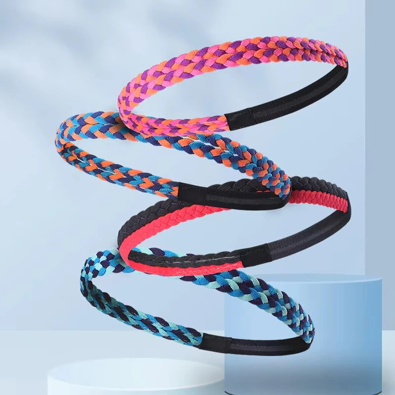 AOLIKES Weave Elastic Yoga Sweatband For Women Men Running Hair Bands Fitness Sweat Bands Sport Silicone antiskid Headband — view 4