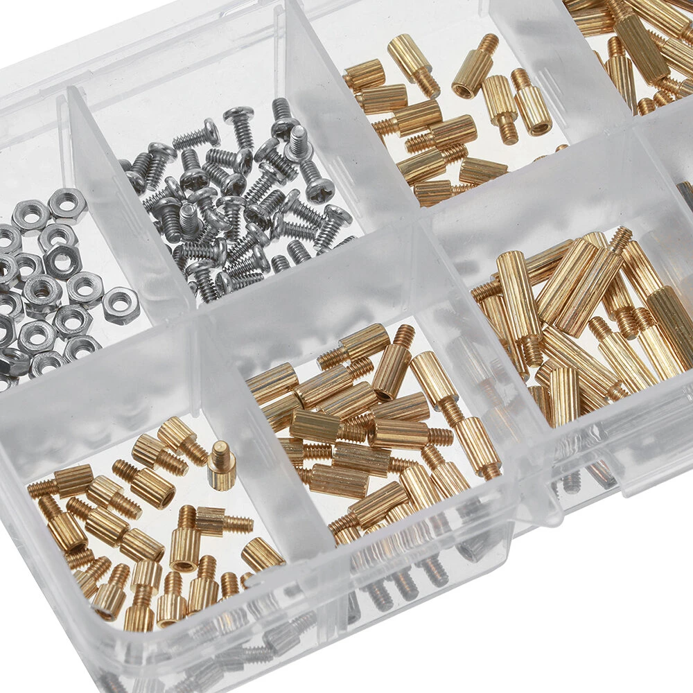 AOQDQDQD® 260Pcs M2 PCB Threaded Brass Male Female Standoff Spacer Board Hex Sc — view 10