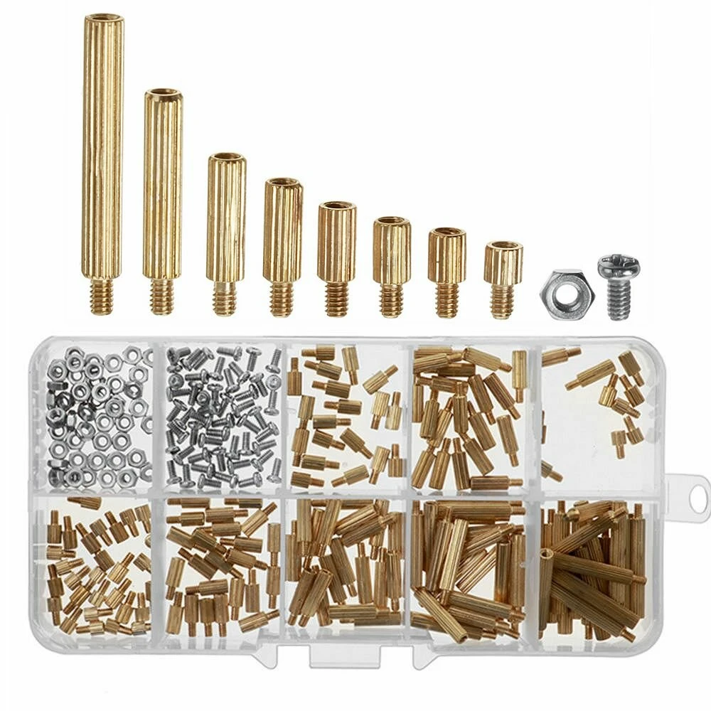 AOQDQDQD® 260Pcs M2 PCB Threaded Brass Male Female Standoff Spacer Board Hex Sc — view 11