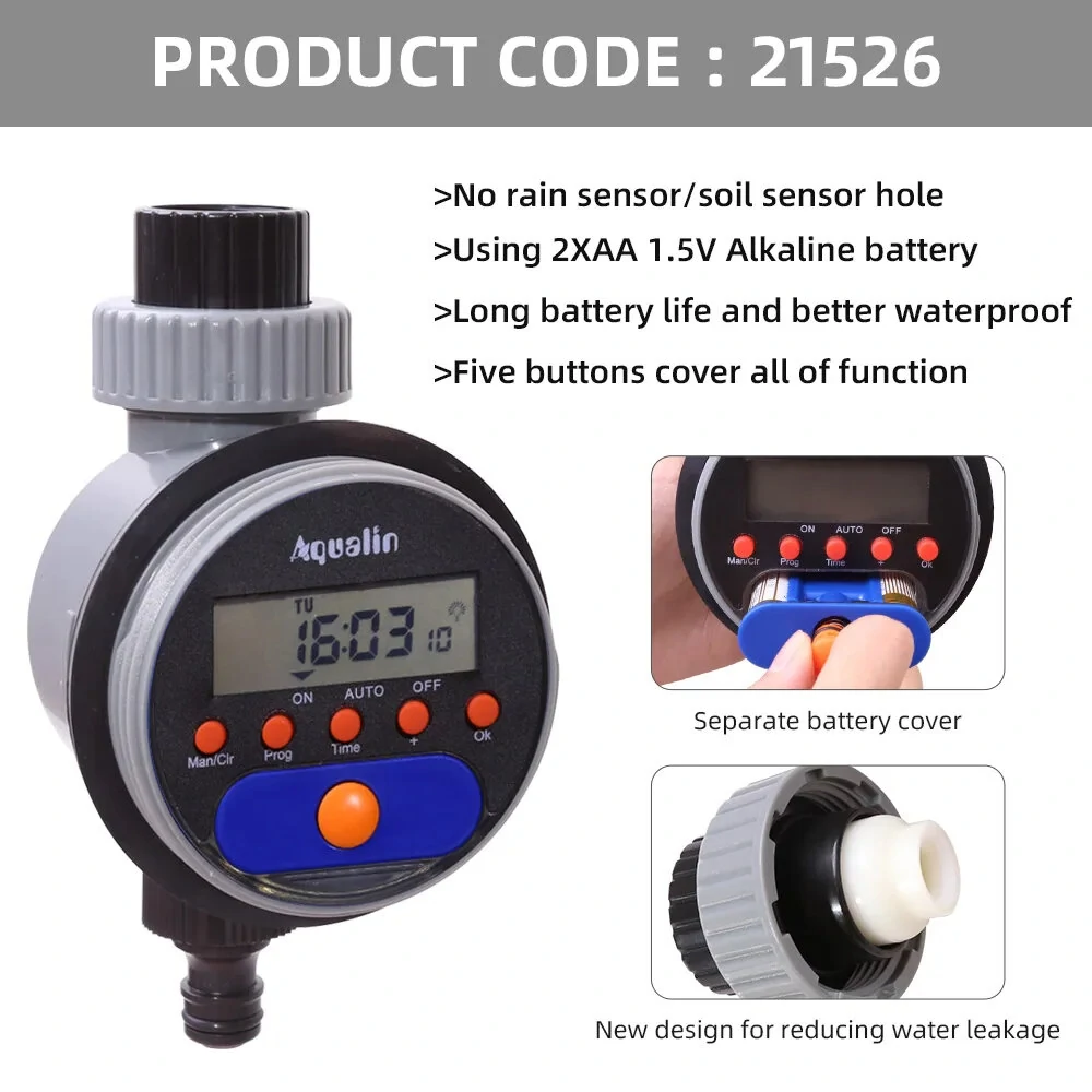 Aqualin Automatic LCD Display Watering Timer Electronic Home Garden Ball Valve Water Timer For Garden Irrigation Controller 21026/21026A/21526 — view 8