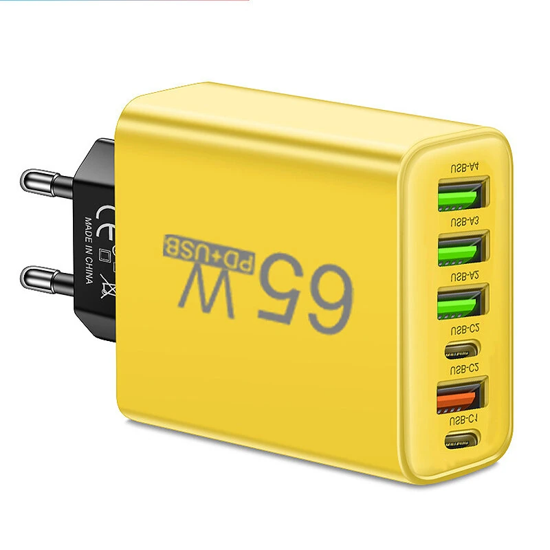AR-880 3.1A 65W 6-Port USB PD Charger 4USB-A+2USB-C Fast Charging Wall Charger Adapter EU Plug for iPhone 15 14 13 Pro for Huawei Nova Flip for Samsung Galaxy Z Fold 6 for Xiaomi MIX Fold4 — Pricio