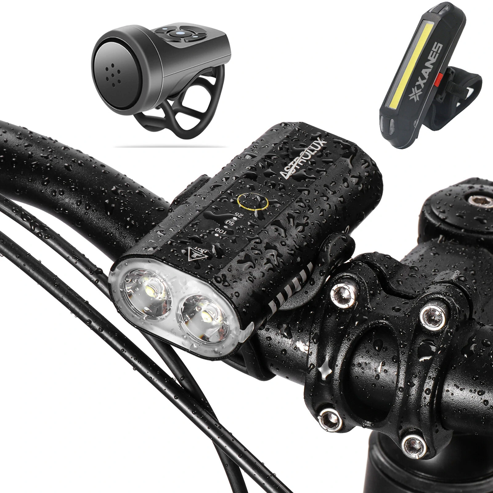 Astrolux® BC2 Double 800LM LED Bright Bike Light 2600mAh Battery IP64 Waterproof 5 Light Modes Type-C Rechargeable Bicycle Front Light Flashlight with Taillight Horn