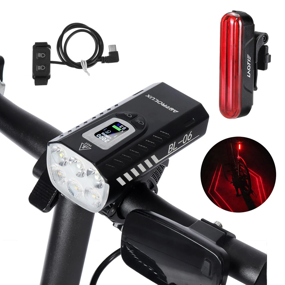 Astrolux® BL06 3+3 LEDs 2000LM Bike Headlight Dual Distance Beam 10000mAh Phone Power Bank Bike Light USB Rechargeable LED Handlebar Flashlight for Electric Bike Electric Scooter MTB Bicycle — view 2
