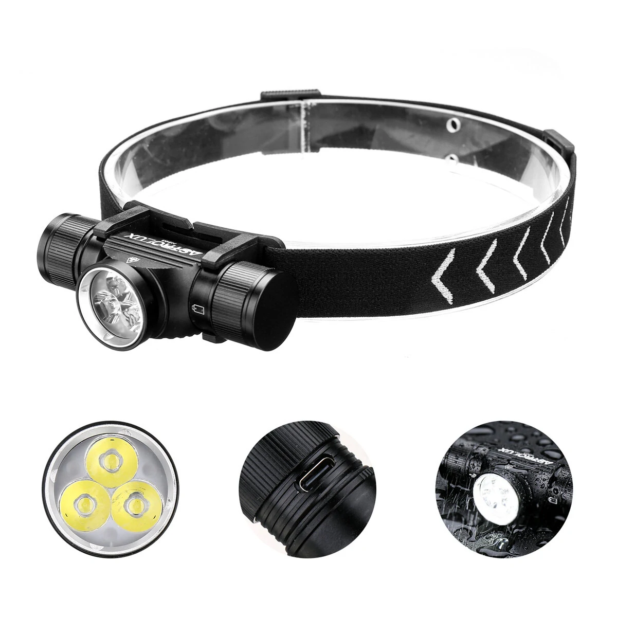 Astrolux® HS03 3* LH351B Powerful LED Headlamp 1080LM Headlight Type-C Rechargeable with 18650 Battery Waterproof Camping Fishing Head Torch Emergency Lantern — Astrolux