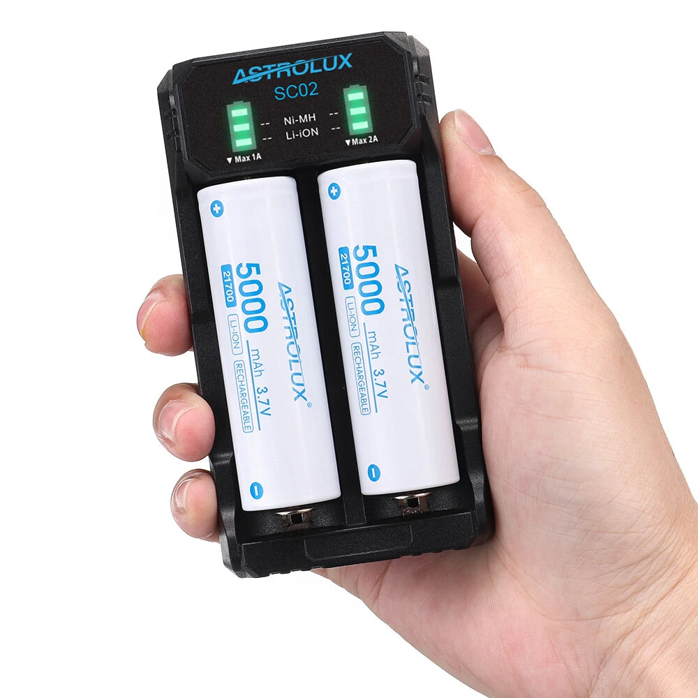 ASTROLUX® SC02 Type-C QC 3.0 Quick Charge USB Battery Charger Dual-slots For Li — Astrolux