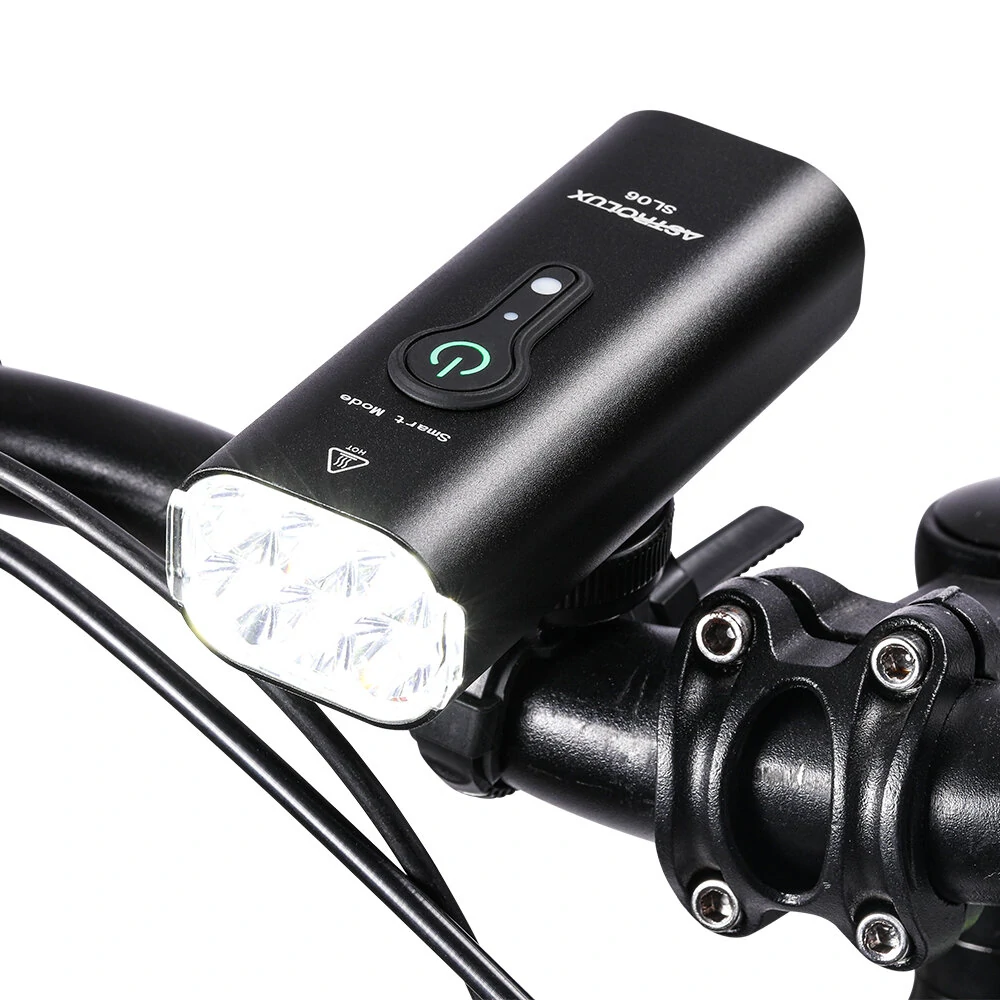 Astrolux® SL06 2000Lm Brightness & Vibration Smart Brake-activated Bike Headlights 6 LED 4800mAh Battery IPX6 Waterproof 6 Light Modes Type-C USB Rechargeable Aluminum Alloy Front Light for Electric Bike Scooter MTB Bicycle — Astrolux