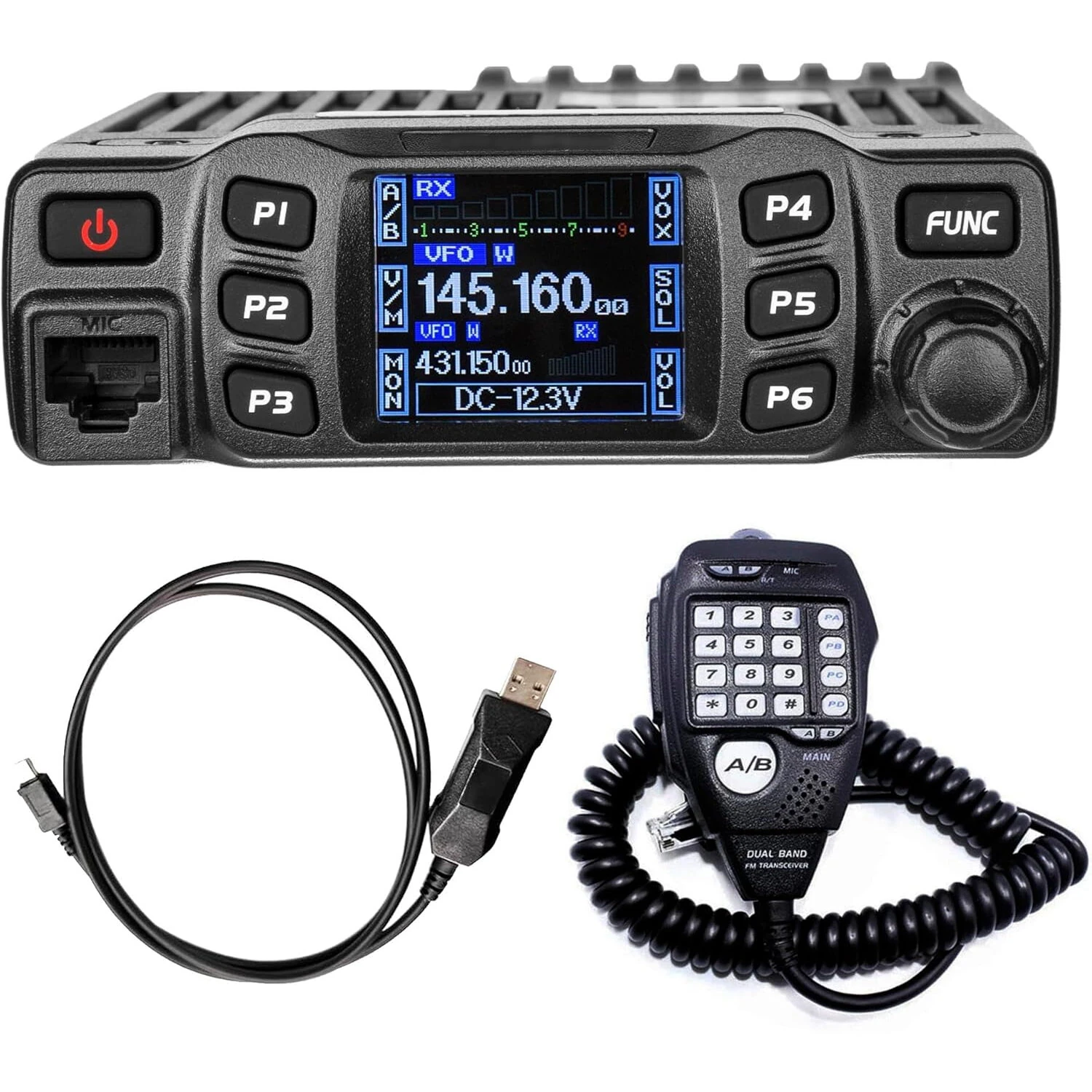 AT-778UV II Dual Band Mobile Radio 25W VHF UHF 200 Channels CHIRP Compatible 144-148MHz 420-480MHz Adjustable Mic Gain LCD — view 8